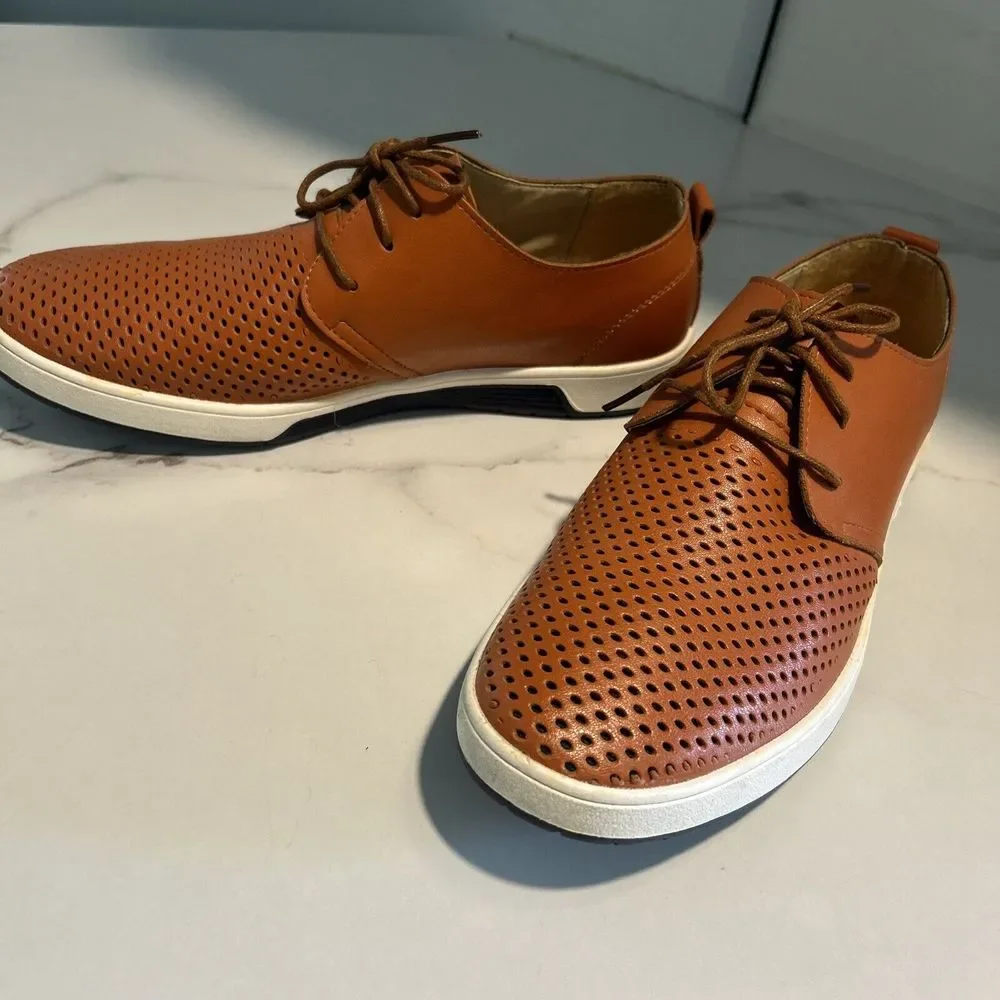 merkmak size 9 Mens Leather Oxford Shoes W/‎ Breathing Holes